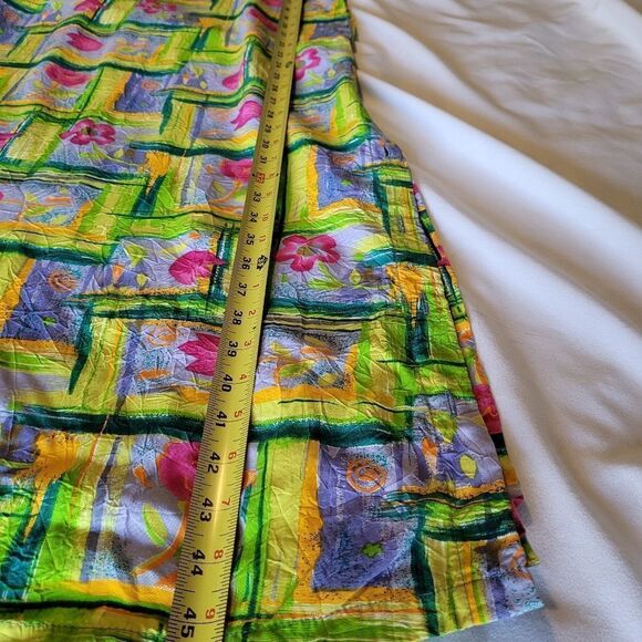 VINTAGE HAWAII NEON BRIGHT FLORAL SLIT HAWAIIAN PINK YELLOW MAXI DRESS XS SMALL - Picture 7 of 16
